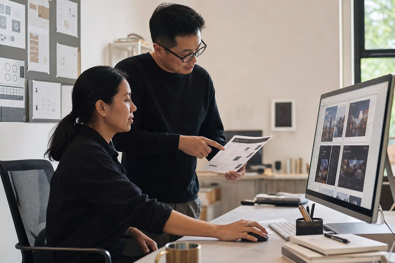 A learning designer and instructor refine course material together